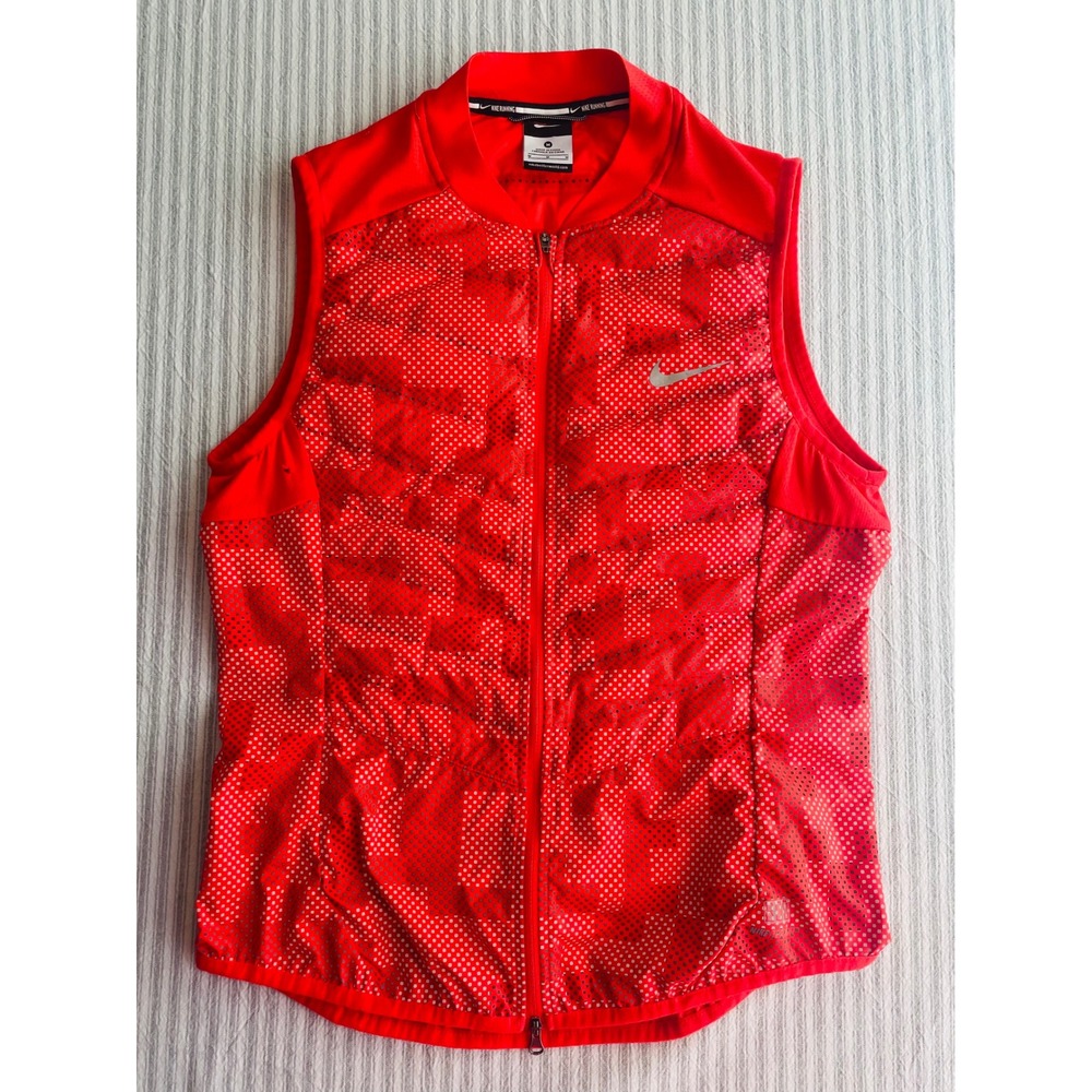 AS-IS Nike Running Aeroloft 800 Running Vest Red Reflective Silver Men's Medium
